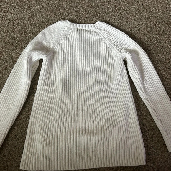 Michael Michael Kors White Cable Knit Chunky Sweater w/ gold zippers on side - Picture 3 of 4
